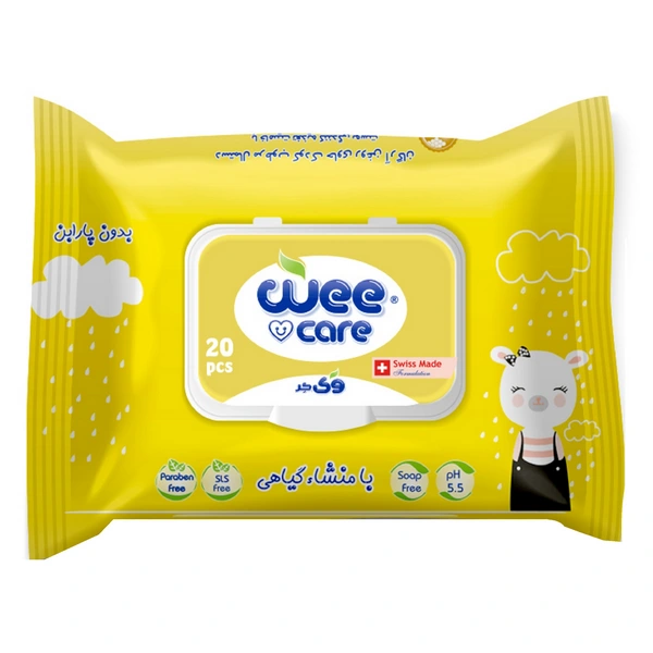 خرید دستمال مرطوب کودک وی کر حاوی عصاره عسل و روغن آرگان - 20برگی