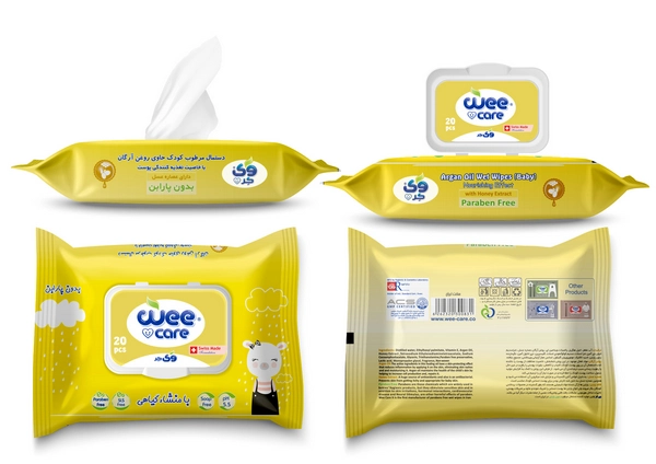 خرید دستمال مرطوب کودک وی کر حاوی عصاره عسل و روغن آرگان - 20برگی