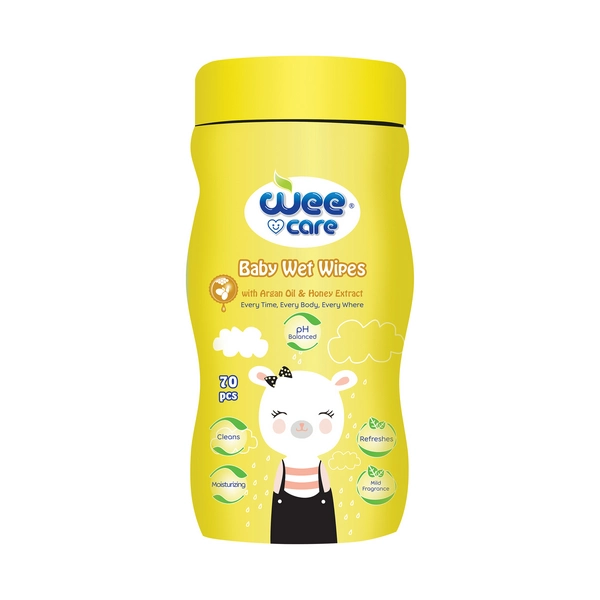 خرید دستمال مرطوب کودک وی کر حاوی عصاره عسل و روغن آرگان - 70برگی