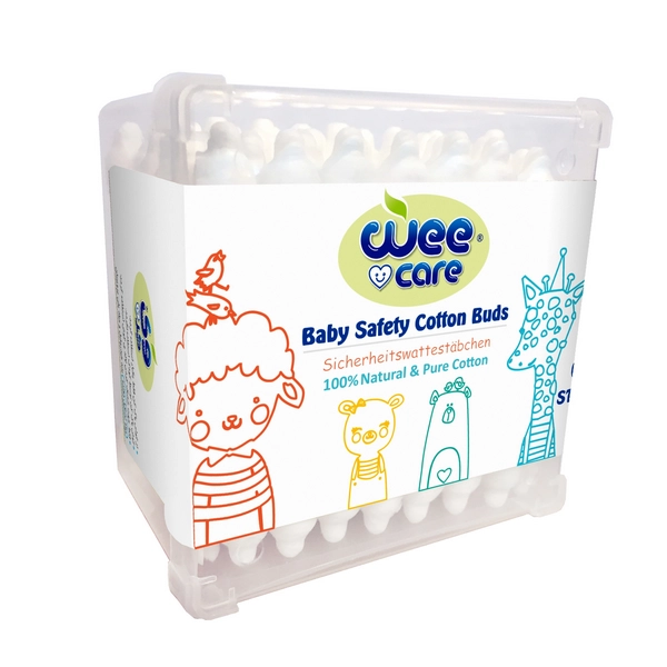 خرید گوش پاک کن کودک وی کر مدل 100%پنبه محافظ دار Pure Cotton -جعبه 60عددی