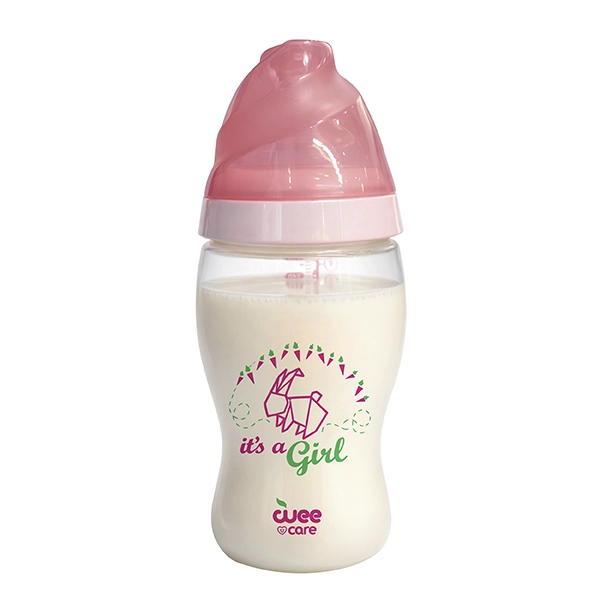 بطری شیر وی کر مدل MomSense پروپیلن دهانه عریض ضدنفخ حجم300میلی لیتر طرح خرگوش (Wee Care-B324) logo