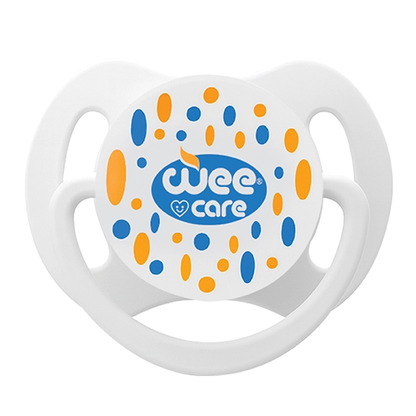 پستانک ارتودنسی وی کر مدل بادامی مات دسته دار Comfort سایز +3ماه (Wee Care-P149)